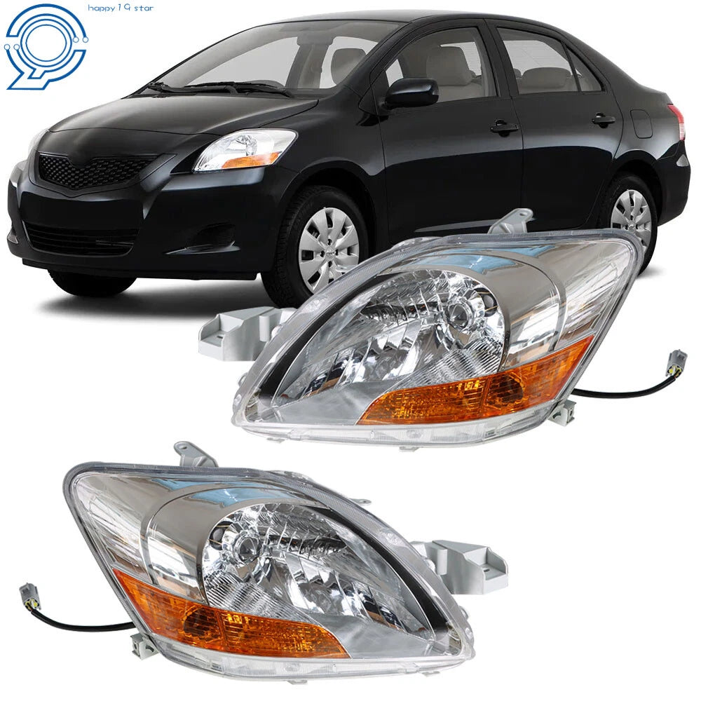 Set of 2 Halogen Headlights for Toyota Yaris Sedan (2007–2011)
