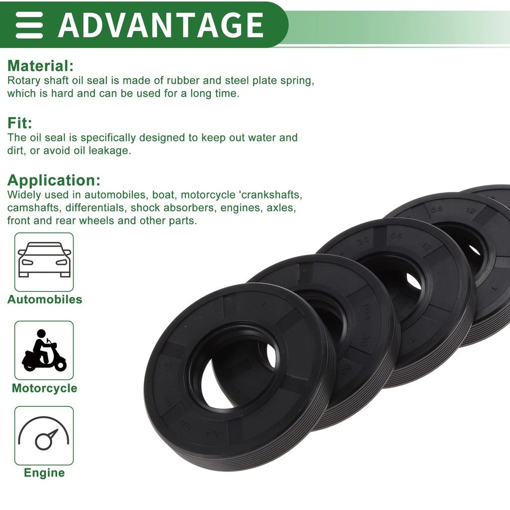 Set of 5 Oil Seals NBR Rubber 30x65x12mm for High Pressure