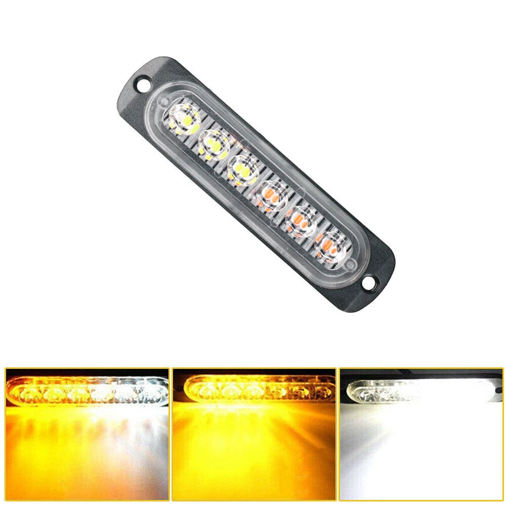 8X Amber/White LED Emergency Beacon Strobe Light for Car Truck