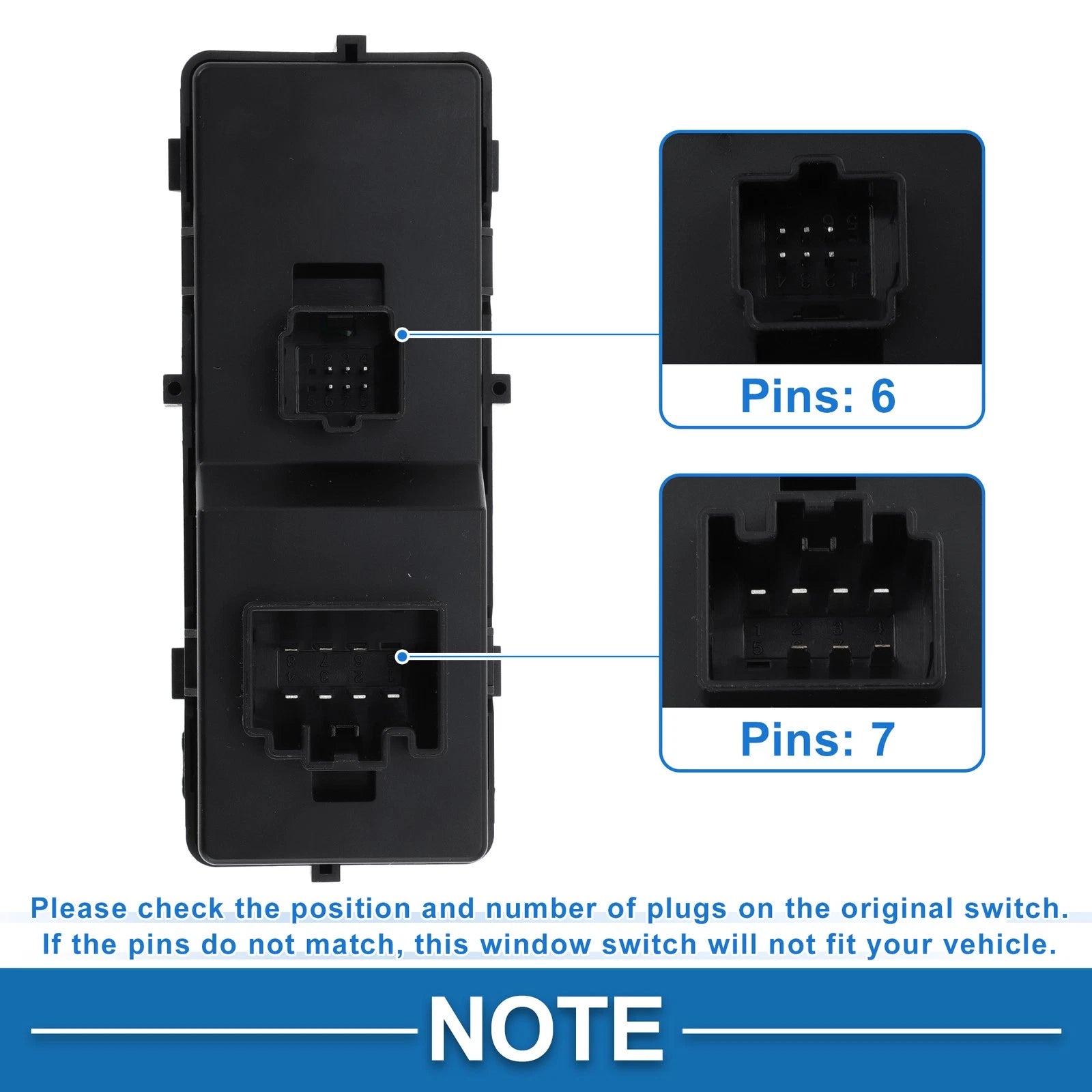 Front Power Window Switch for Ford Fusion, Lincoln MKZ (2011–2012) No. 9H6Z14529AA