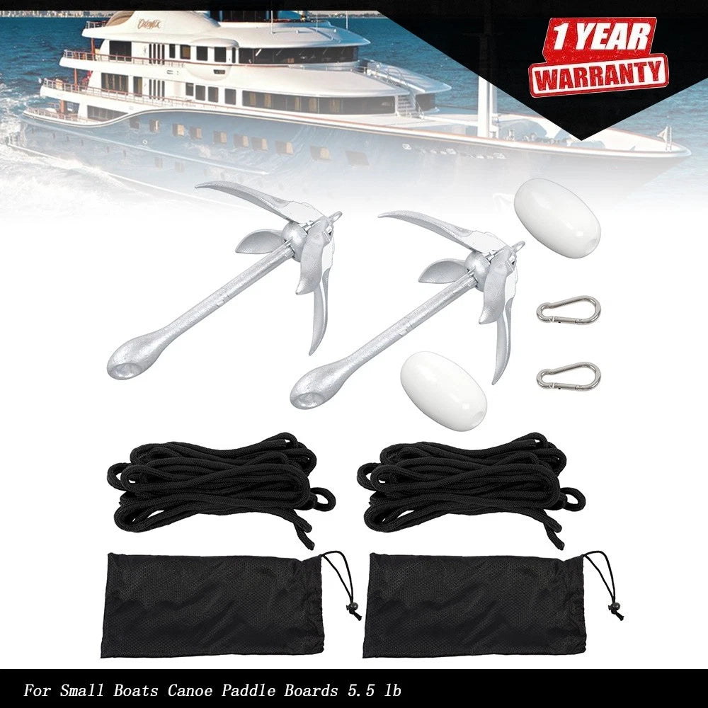 Set of 2 Folding Kayak Anchors for Marine Use (5.5LB)