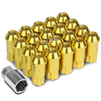 20 PCS Open End M12x1.25 50mm Tall Gold Aluminum Lug Nuts + Lock Key