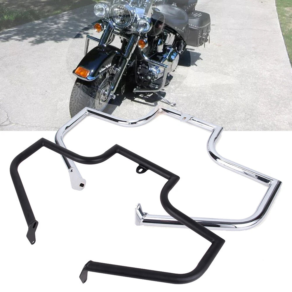 Chrome/Black Engine Guard Crash Bar for Harley Heritage Softail Classic (2000–2017)