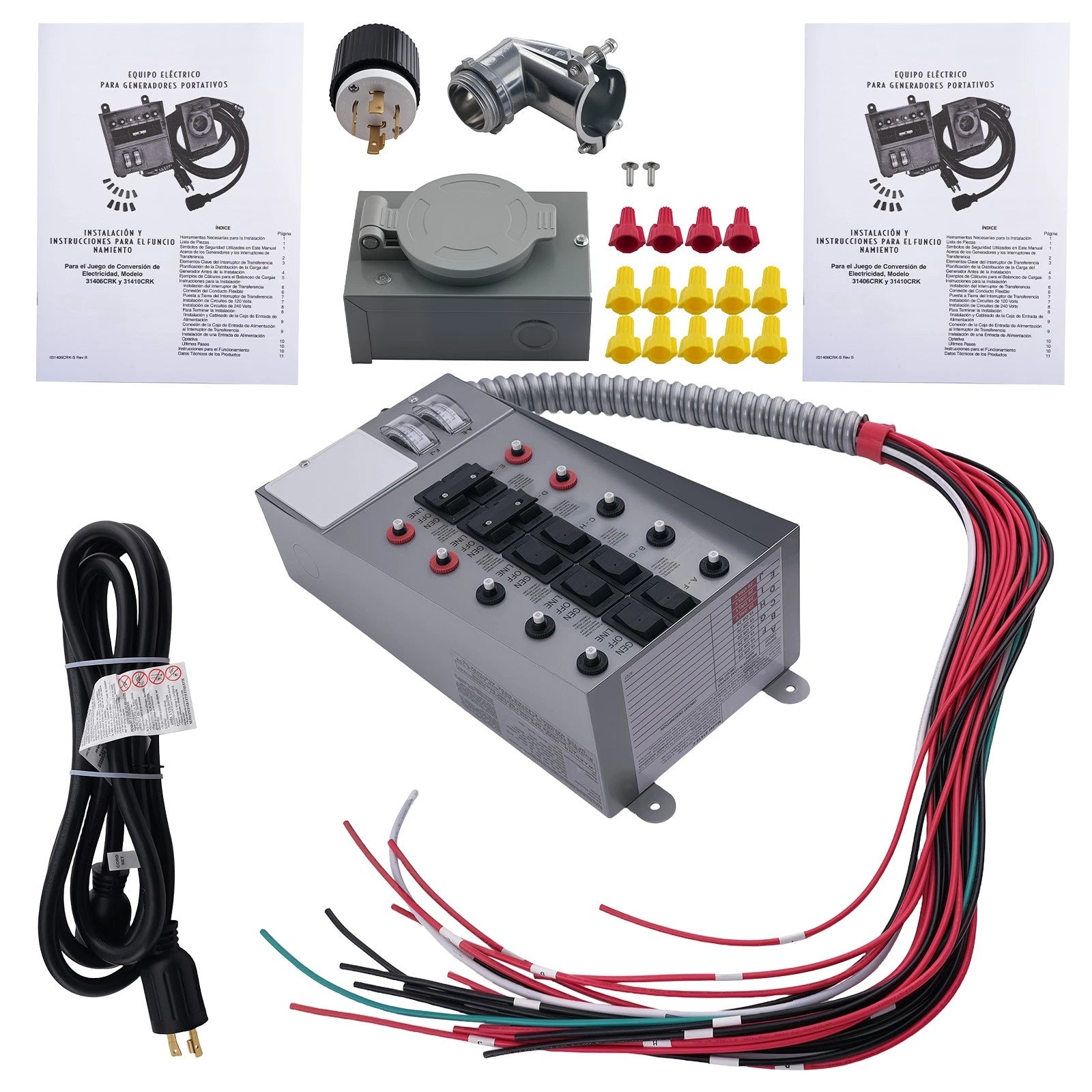 30A Manual Transfer Switch for L14-30 Plug (7500W, Steel Enclosure)