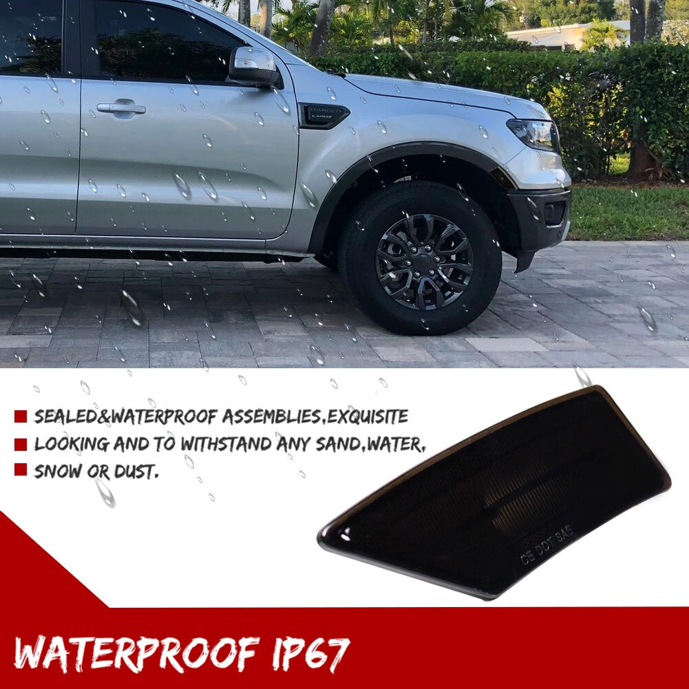 Smoked Lens LED Front Fender Side Marker Lights for Ford Ranger (2019–2021)