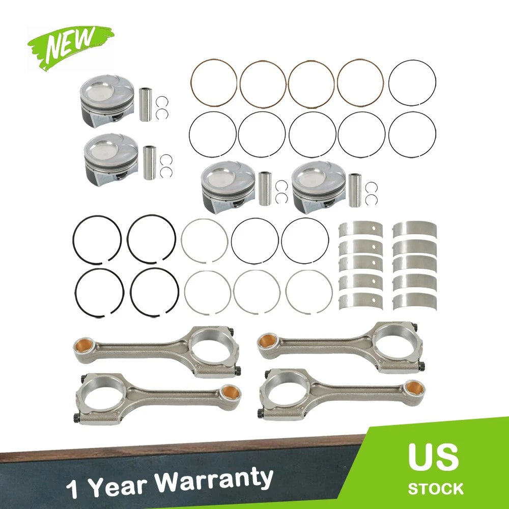 Engine Piston Kit & Connecting Rod & Crankshaft Main Bearing for Hyundai Kia