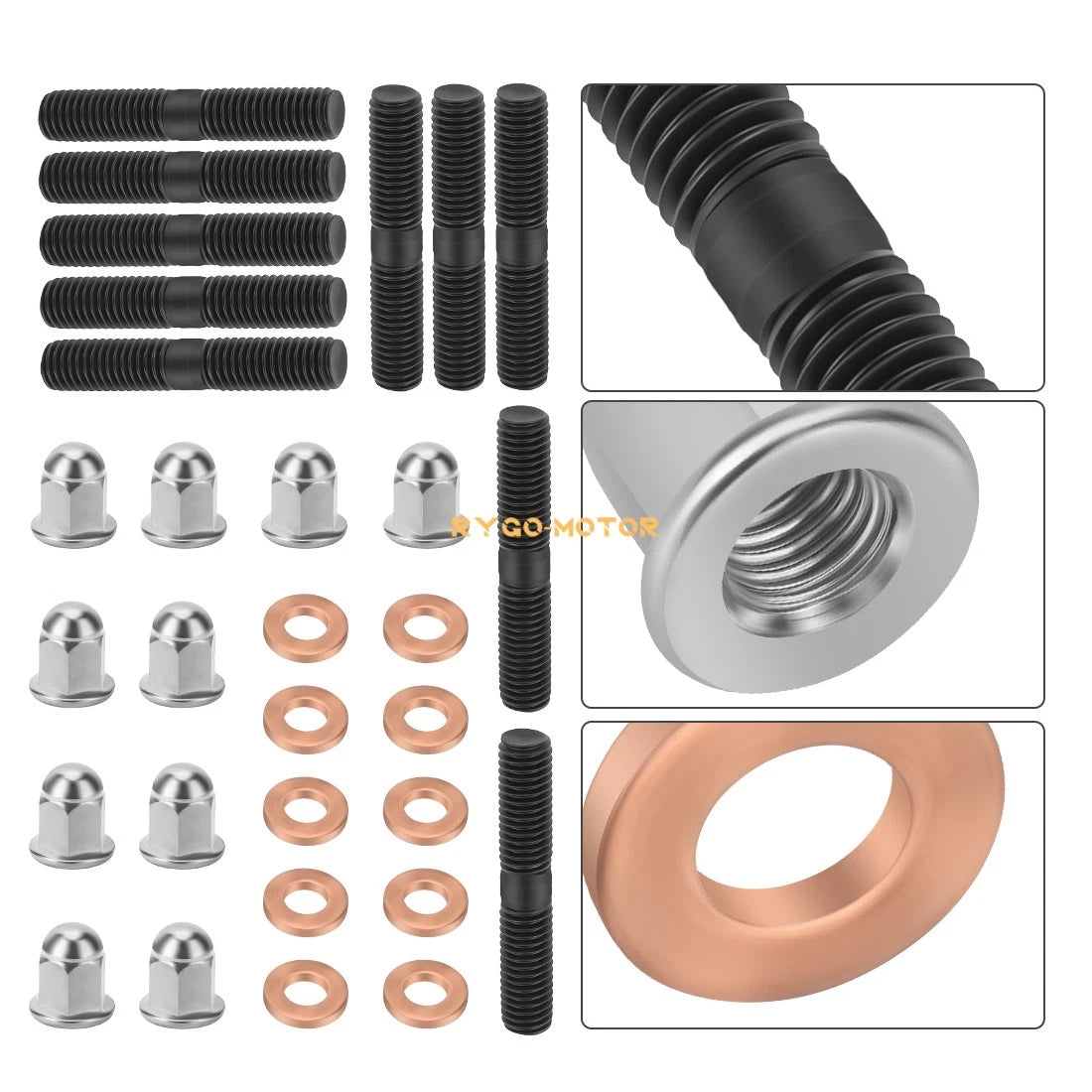 Cylinder Head Studs Kit with Acorn Nuts & Washers for Yamaha Banshee 350 (1987–2006)