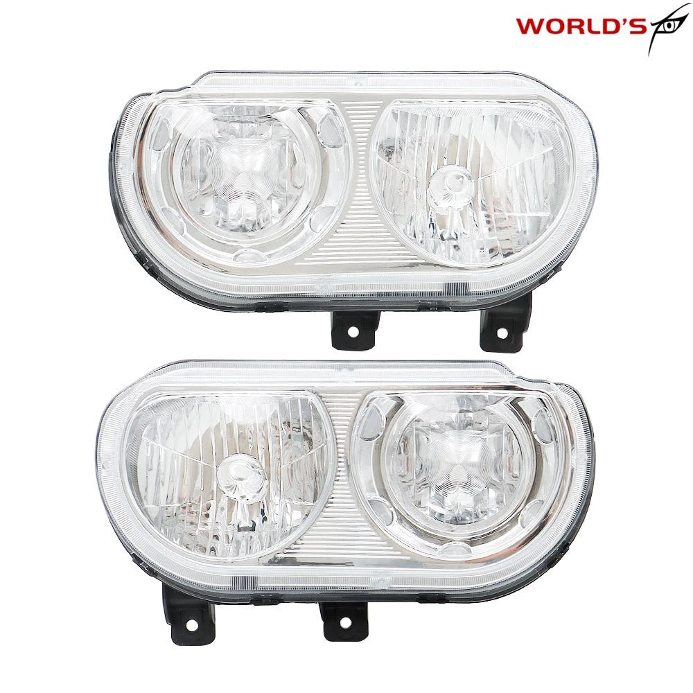 Pair of Halogen Headlights for Dodge Challenger (2008–2014) Chrome Housing