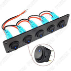 5 Gang On-off Toggle Rocker Switch Panel 12V for Car Boat Marine RV Truck Blue