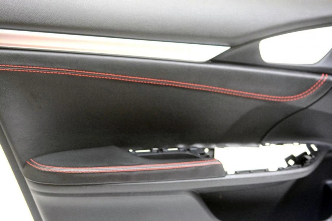 Front Insert Door Leather Cover for Honda Civic (2016–2019) Red Stitch