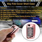 Pink TPU Silicone Key Case for VW Golf 7 Mk7, Tiguan, Touran, T-Roc (2013–2023)