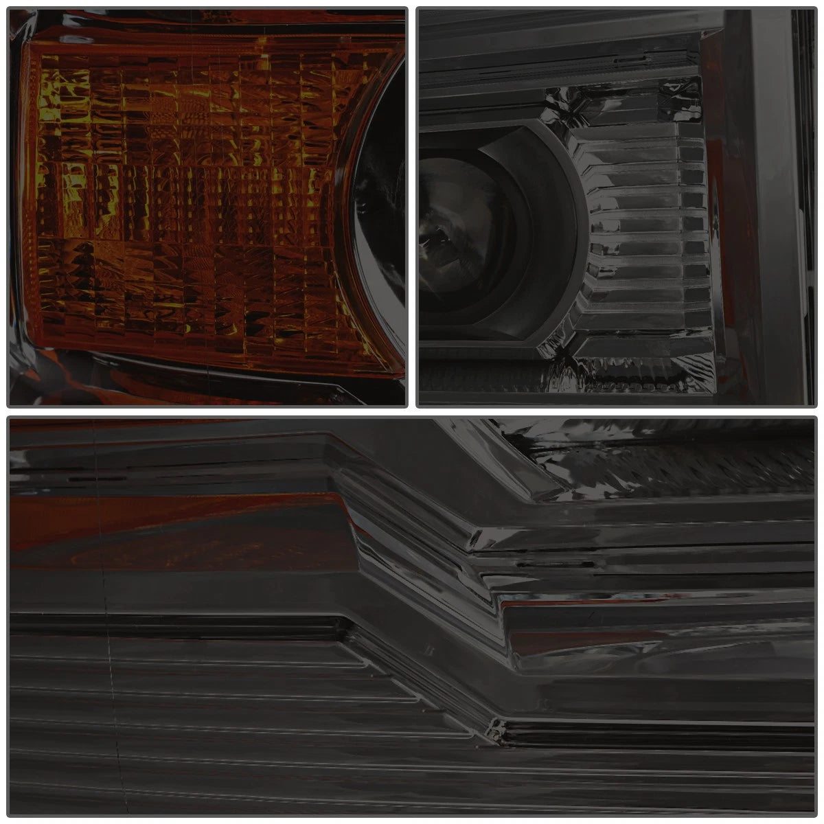 Smoked Housing Amber Corner Projector Headlight Lamps for GMC Sierra (2014–2018)
