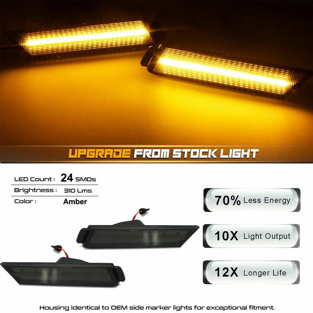 Smoke Lens Front Bumper Side Marker Lamps for Chevy Camaro (2010–2015)