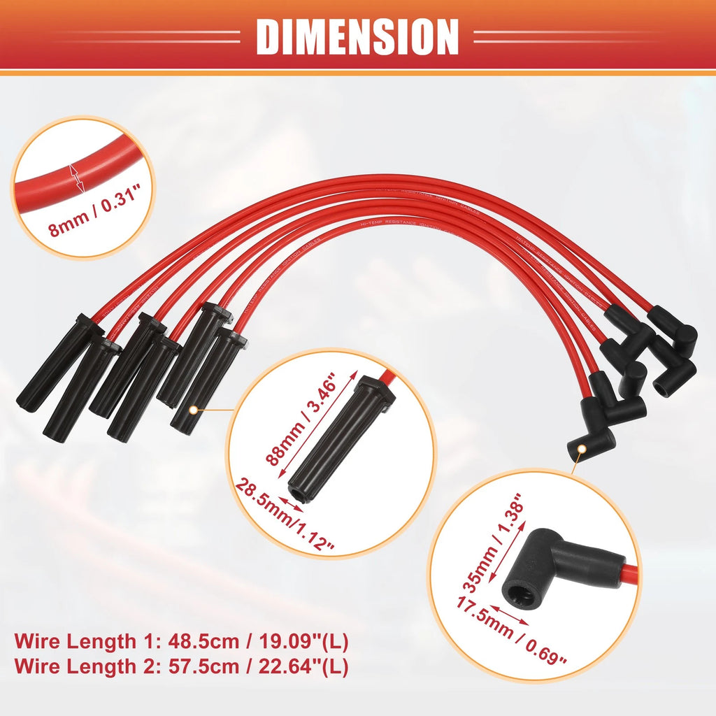 6 Pcs Spark Plug Wire Ignition Coil Cable for Chevy 194 216 235 (1940–1962)