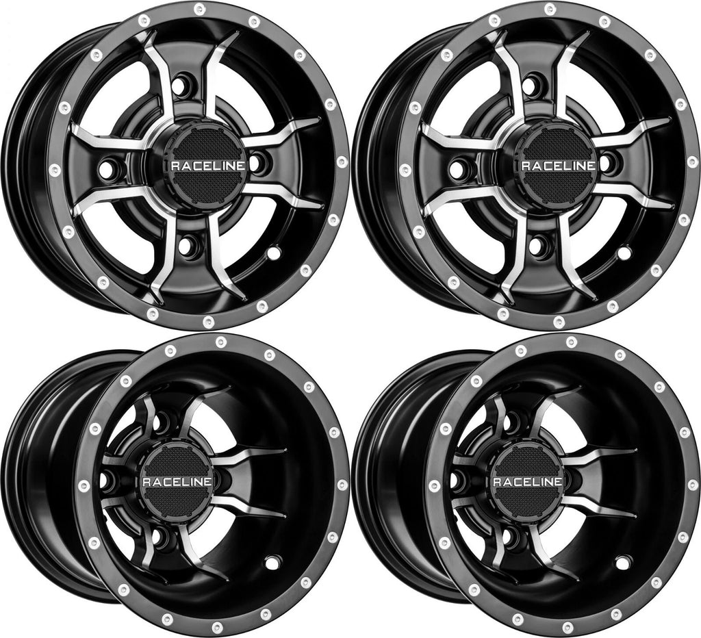 Set of 2 Raceline A77 Mamba Wheels for TRX 450R 250R 400EX LTZ400 (10" 9")