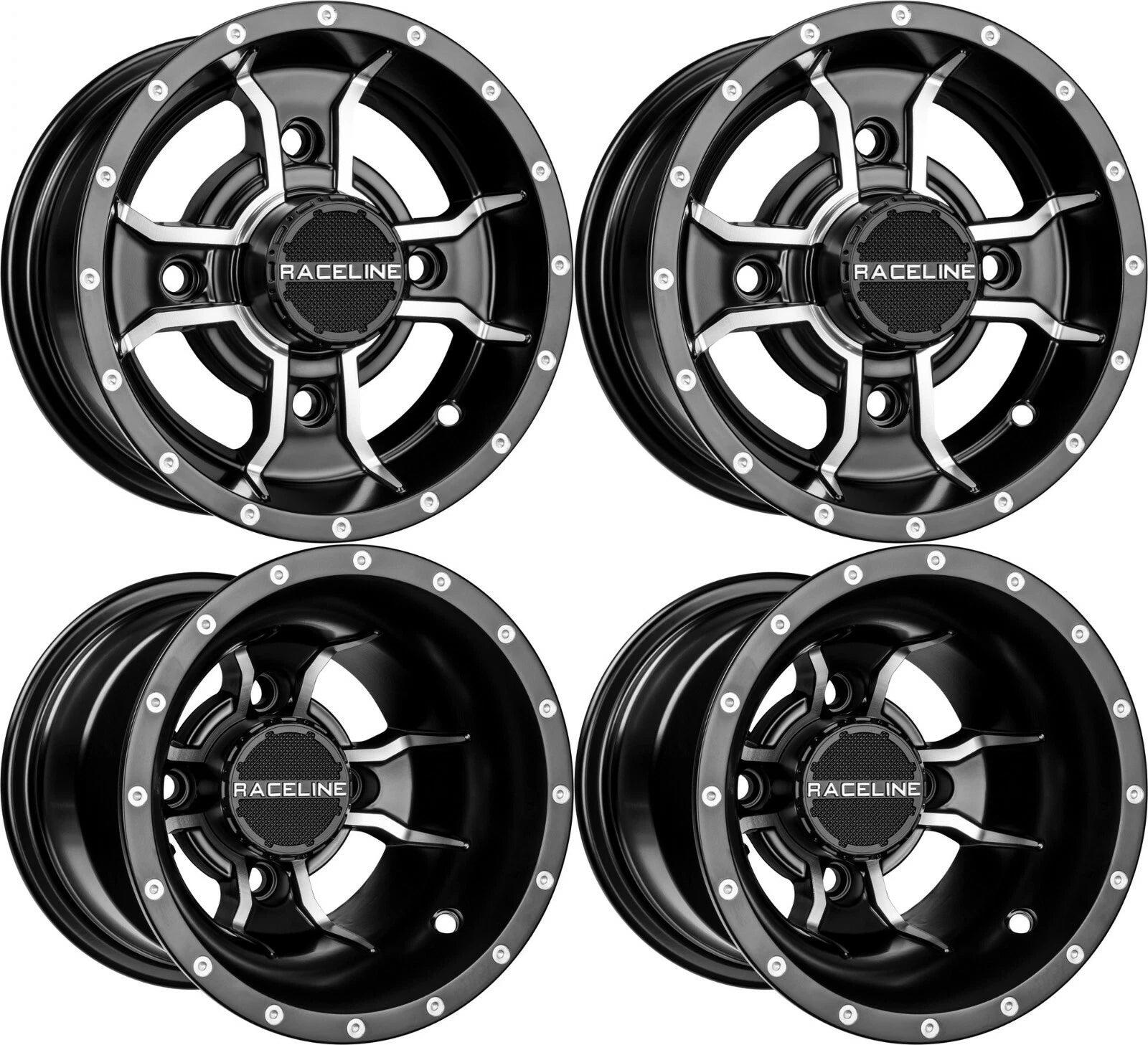 Set of 2 Raceline A77 Mamba Wheels for TRX 450R 250R 400EX LTZ400 (10" 9")