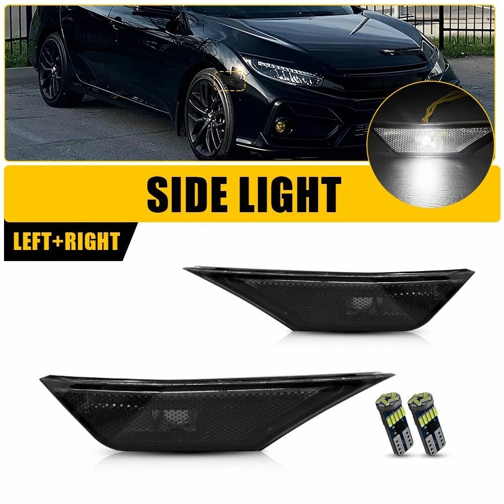 Front Fender Side Marker Light Lamp Smoked RH LH for Honda Civic (2016–2018)