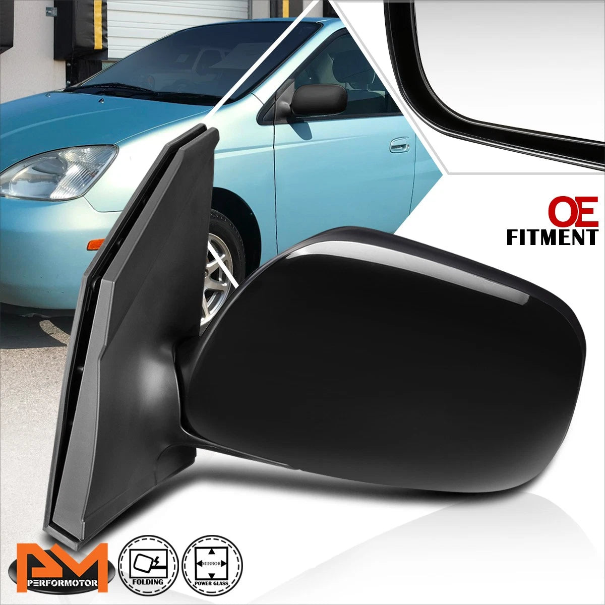 OE Style Powered Adjustable Side View Door Mirror for Toyota Prius (2001–2003)