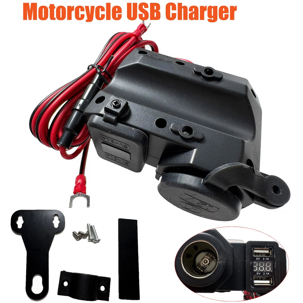 Dual USB Charger Power Outlet Switch for Motorcycle (12V)