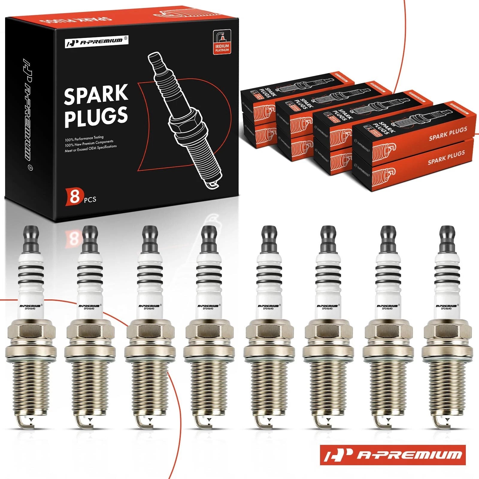 Set of 8 Iridium Platinum Spark Plugs for Mercedes-Benz C43 AMG (1998–2000)