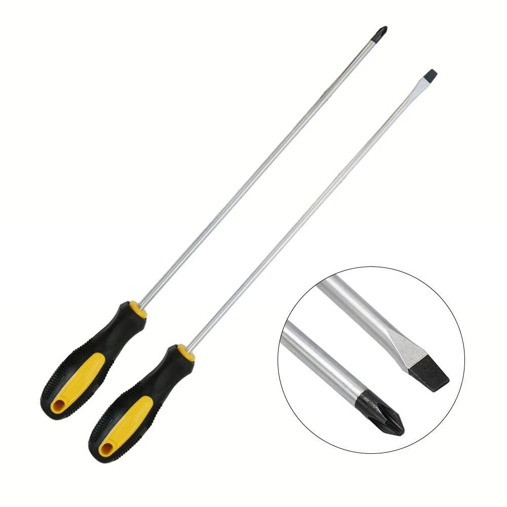 12 Inch Slotted Screwdriver with Magnetized Tip and Ergonomic Handle