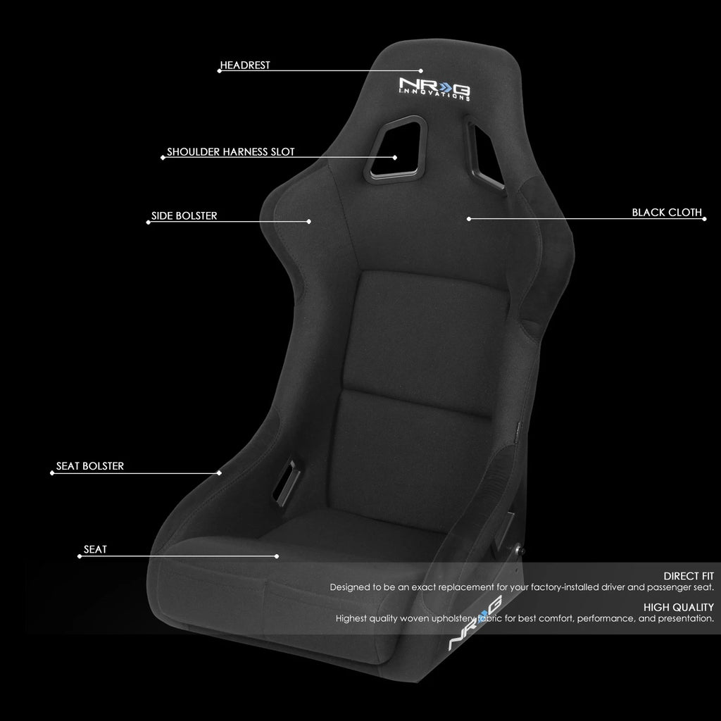 NRG Innovations Racing Bucket Seat Large Size RSC-302CF-BK for Universal (2010–2023)