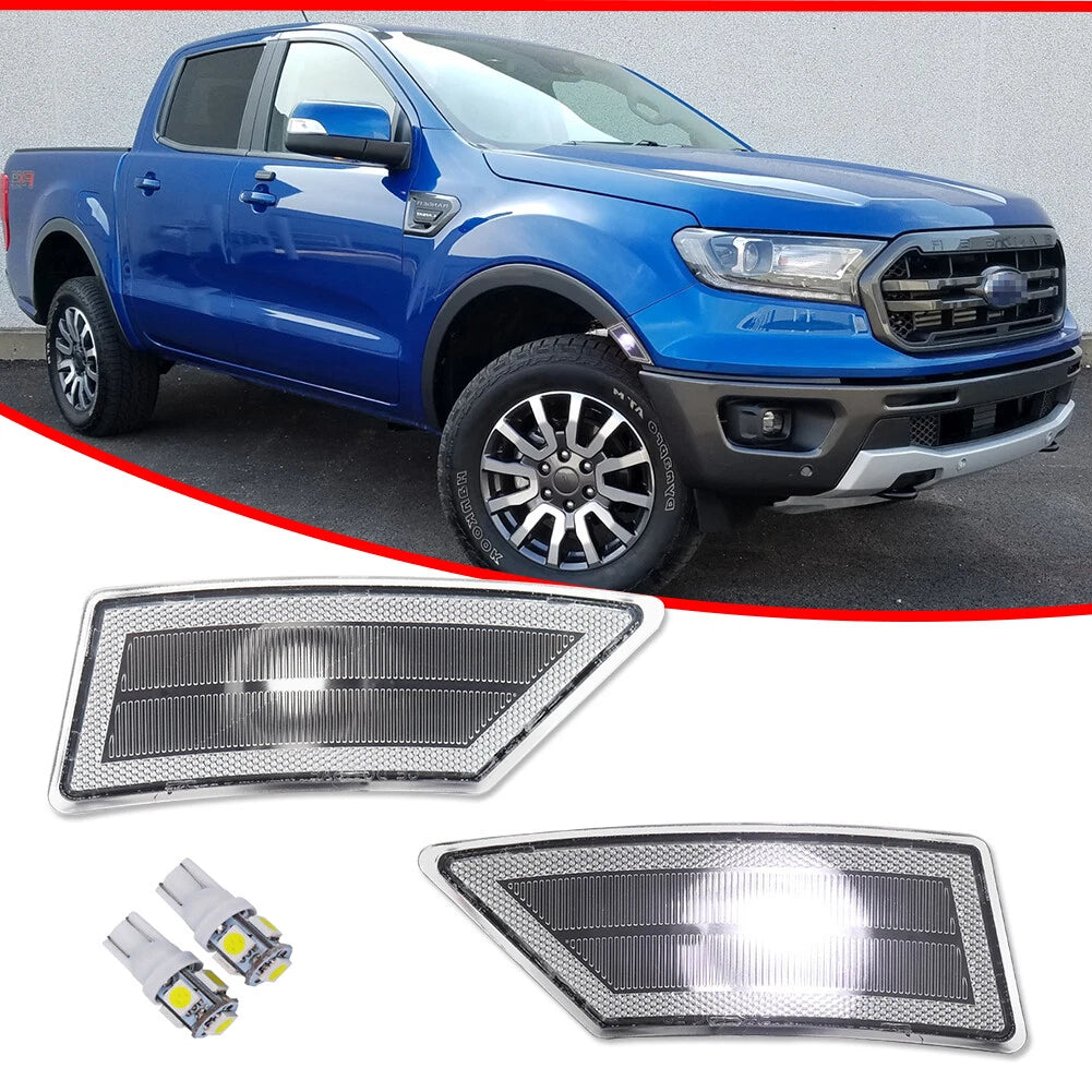 Clear Front Fender Side Marker Lights for Ford Ranger (2019–2021)