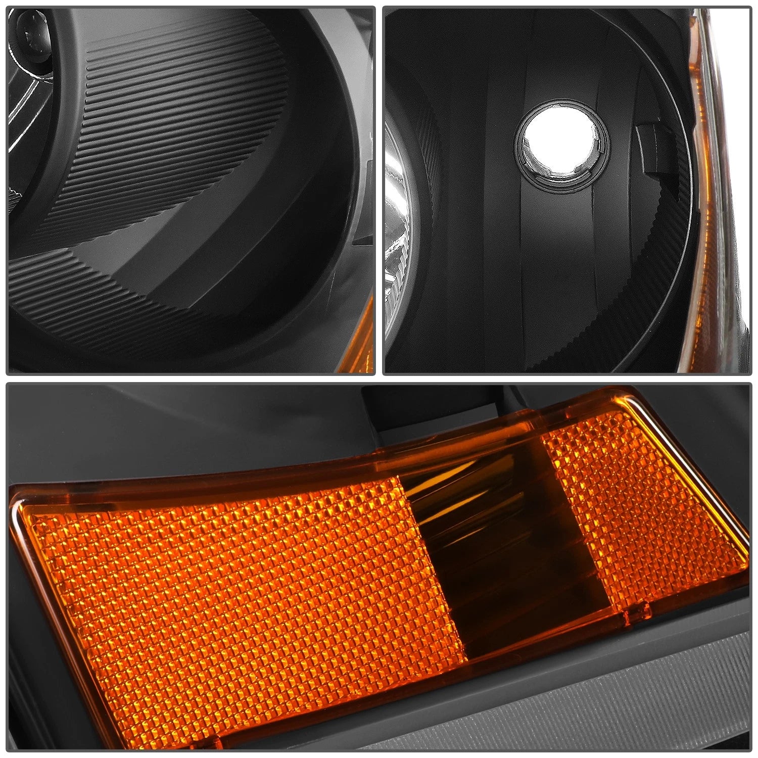 Factory Style Black Housing Amber Corner Headlights for Dodge Dakota (2005–2007)