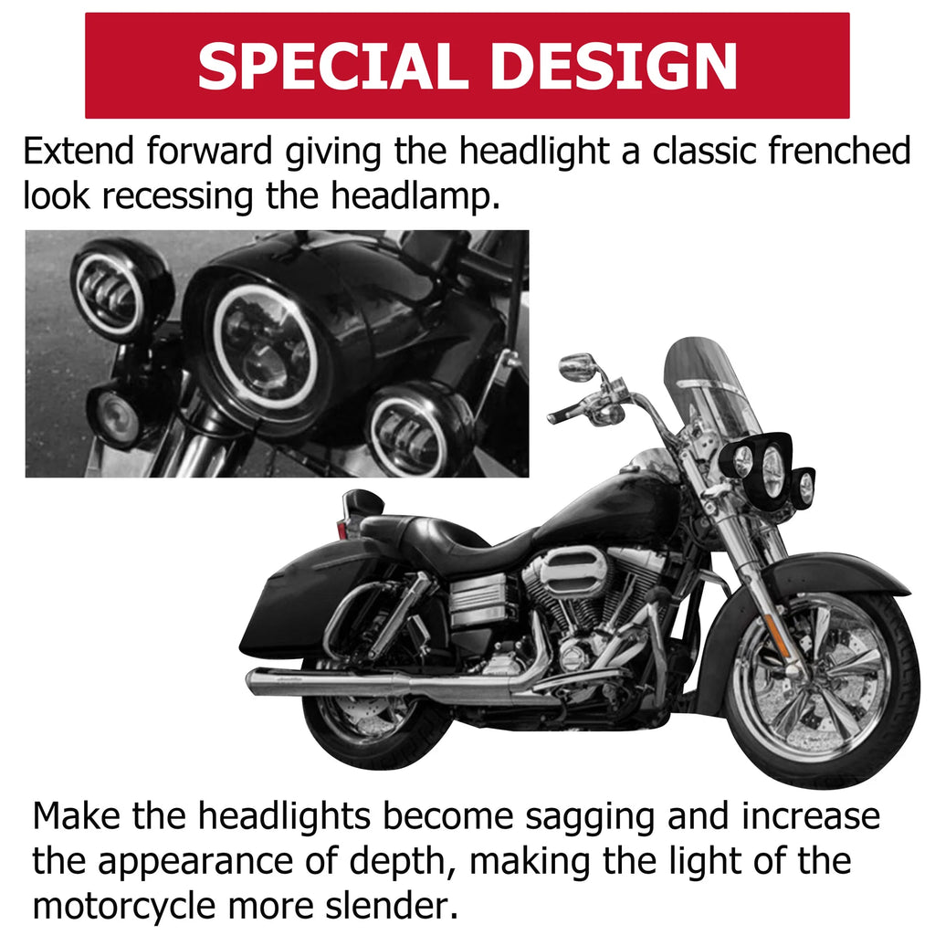 7" Headlight & 4.5" Fog Lamp Visor Trim Ring for Harley Road King