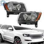Headlight Assembly Set for Jeep Grand Cherokee (2011–2013) Black Halogen