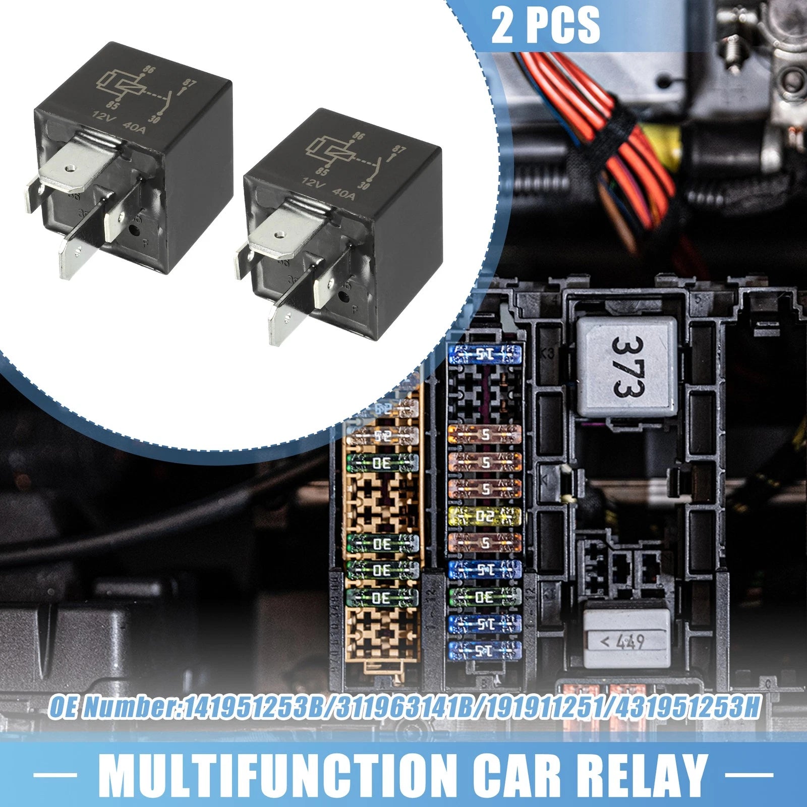 2Pcs Multifunction Car Relay for VW (No.141951253B/311963141B/191911251)