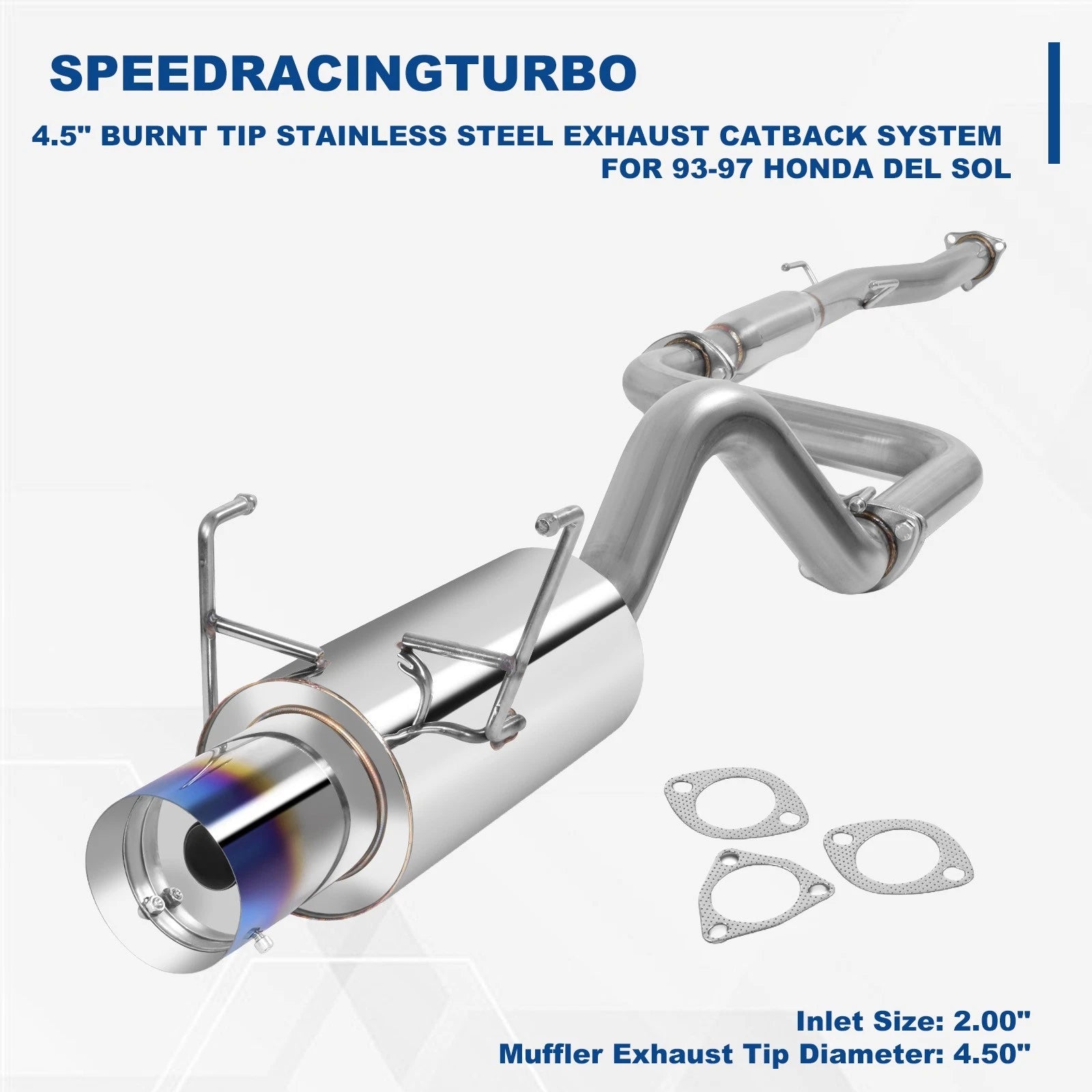 4.5" Burnt Tip Stainless Steel Exhaust Catback System for Honda Del Sol (1993–1997)