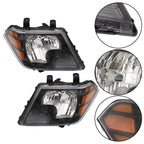 Set of 2 Headlights for Nissan Frontier (2009–2021) Black Housing Halogen