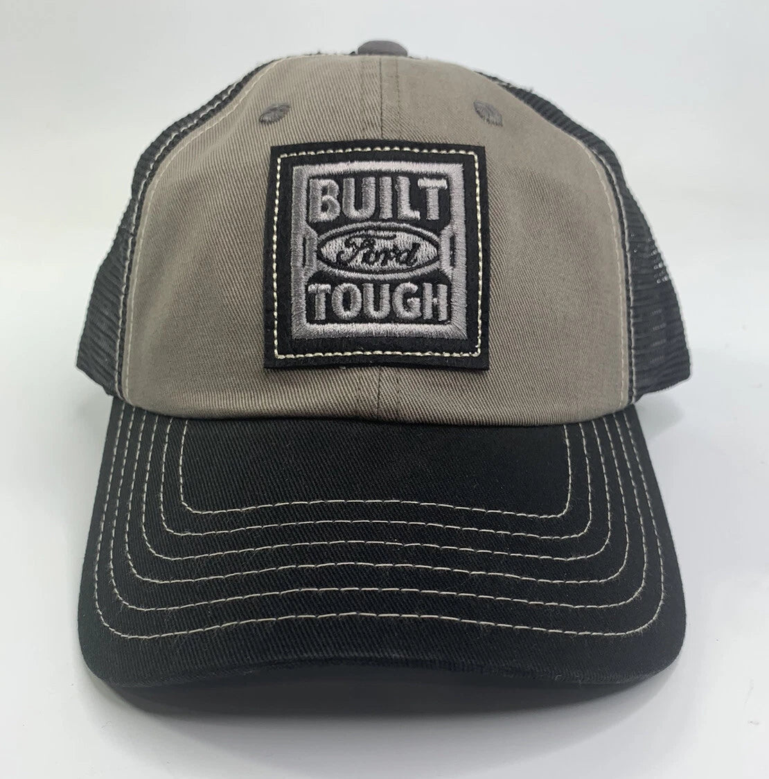 Hat Cap Gray Black Mesh Built Ford Tough Emblem for Ford Trucks (2000–2024)