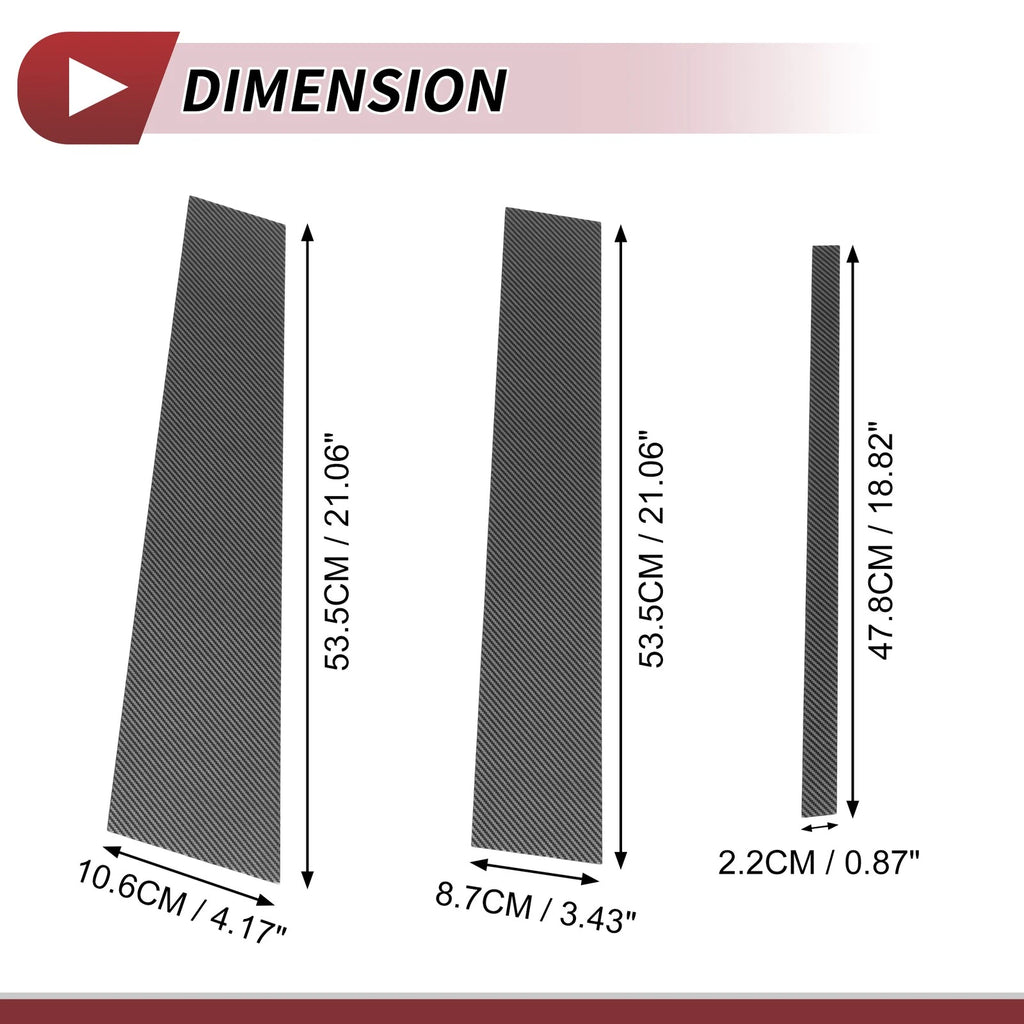 6 Pcs Door Pillar Window Trim for Nissan Titan (2004–2015) Carbon Fiber Black