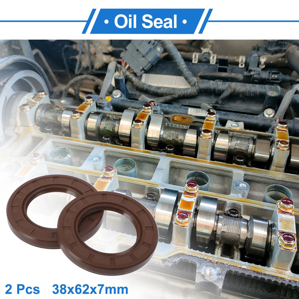 Set of 2 Oil Seal Rotary Shaft Seal FKM Rubber 38x62x7mm