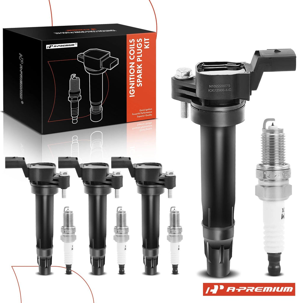Set of 4 Ignition Coils & Iridium Spark Plugs for Chevy Spark (2013–2015)