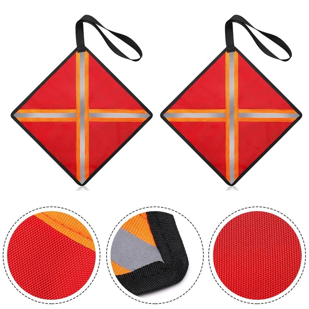 2X Safety Flags with Reflective Tape for Boat Truck (32x32 cm)