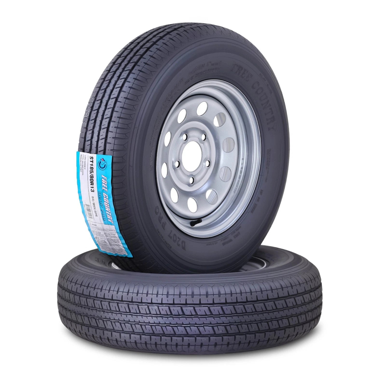 2 Free Country Trailer Tire Rim ST185/80R13 6-Ply 5 Lug x 4.5" (N/A)