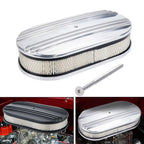 12" Half Finned Air Cleaner Set for 4-Barrel Carburetor (5-1/8" Neck)