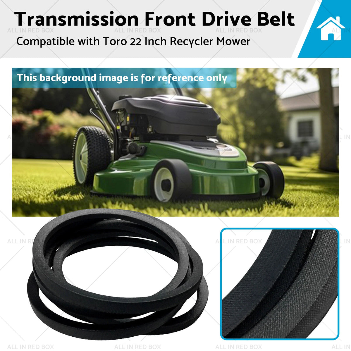 Transmission Front Drive Belt for Toro 22 Inch Recycler Mower (117-1018)