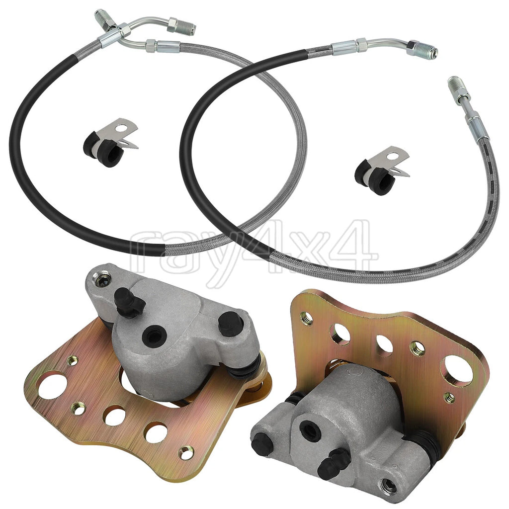 Front Brake Calipers Pads w/Hose Lines for Polaris Diesel 455 Xpedition (2000)
