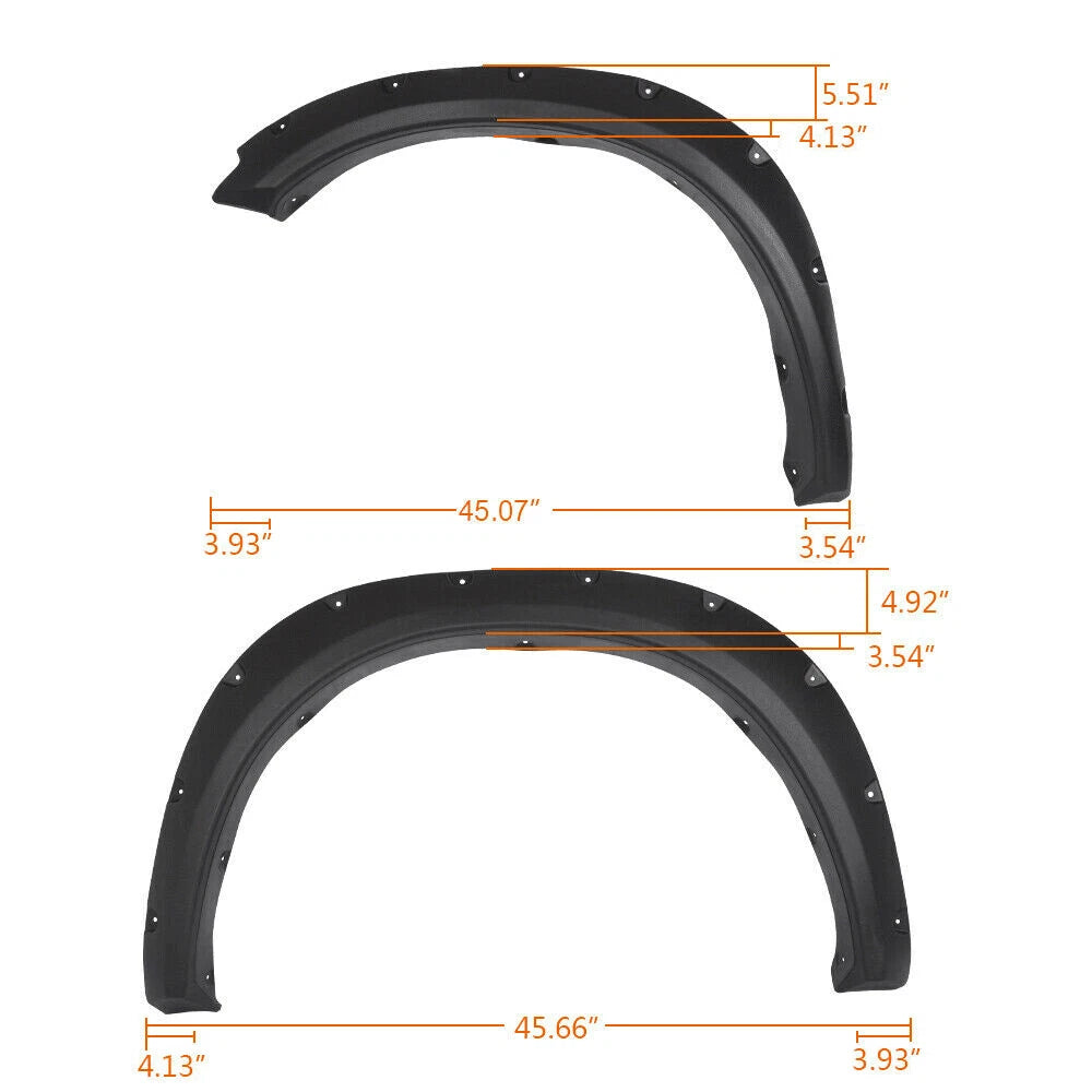 Set of 4 Fender Flares Pocket Rivet Style for Dodge Ram 1500 (2009–2023)