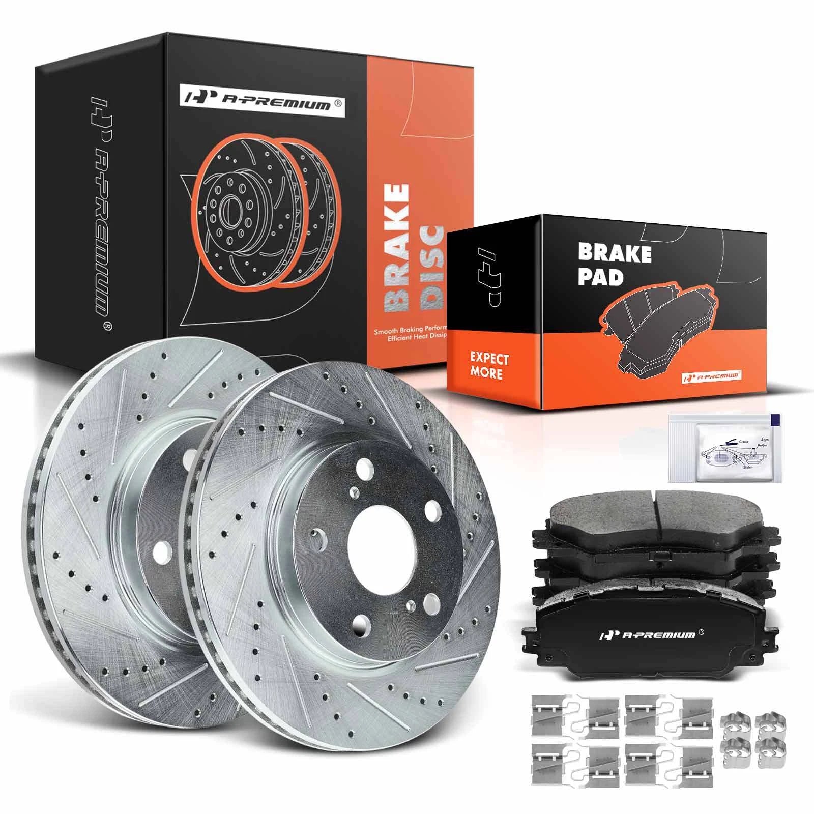 Front Drilled Brake Rotors & Ceramic Pads for Toyota RAV4 (2006-2018)