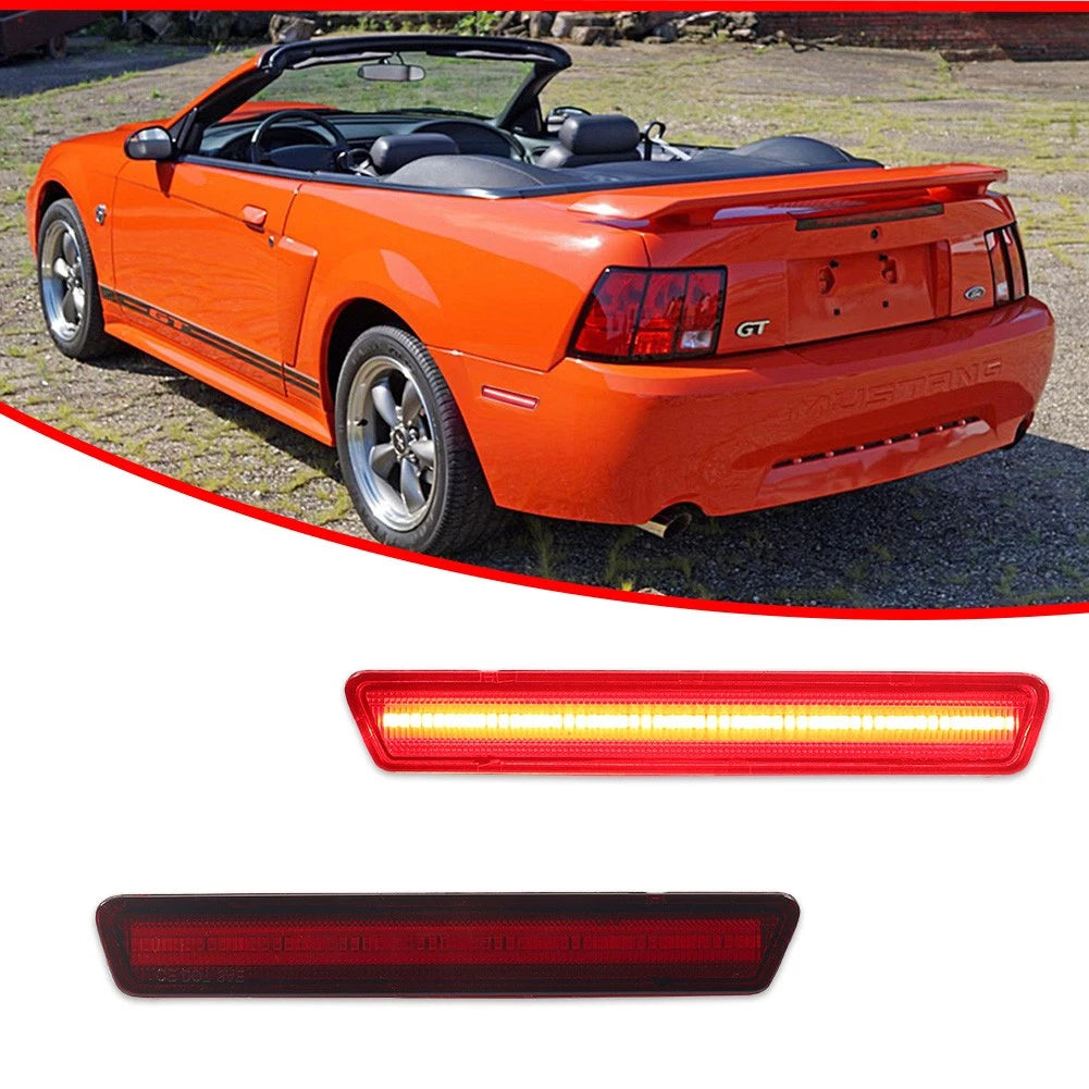 2X Red Lens Rear LED Bumper Side Marker Lamps for Ford Mustang (1999–2004)