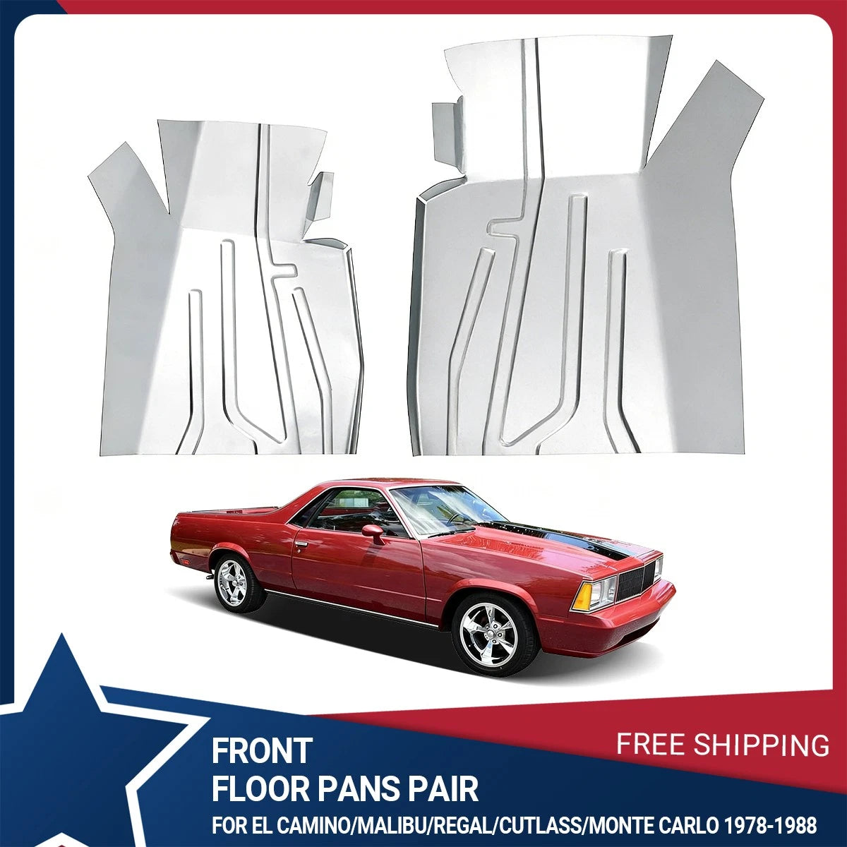 Front Floor Pans Pair for El Camino Malibu Regal Cutlass Monte Carlo (1978–1988)