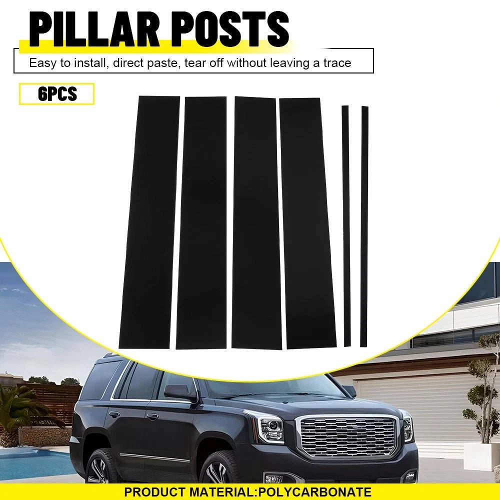 6Pcs Gloss Black A B C Pillar Cover Trim for Chevy Tahoe GMC Yukon (2015–2020)
