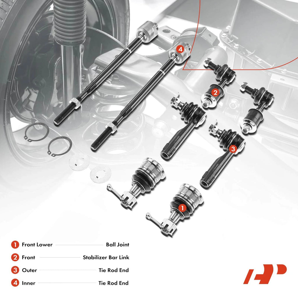 Set of 8 Front Sway Bar Link Tie Rod End Ball Joints for Nissan Altima (1998–2001)