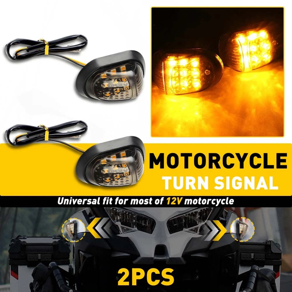 2X Smoke Flush Mount LED Turn Signals for Motorcycle (Universal Fit)