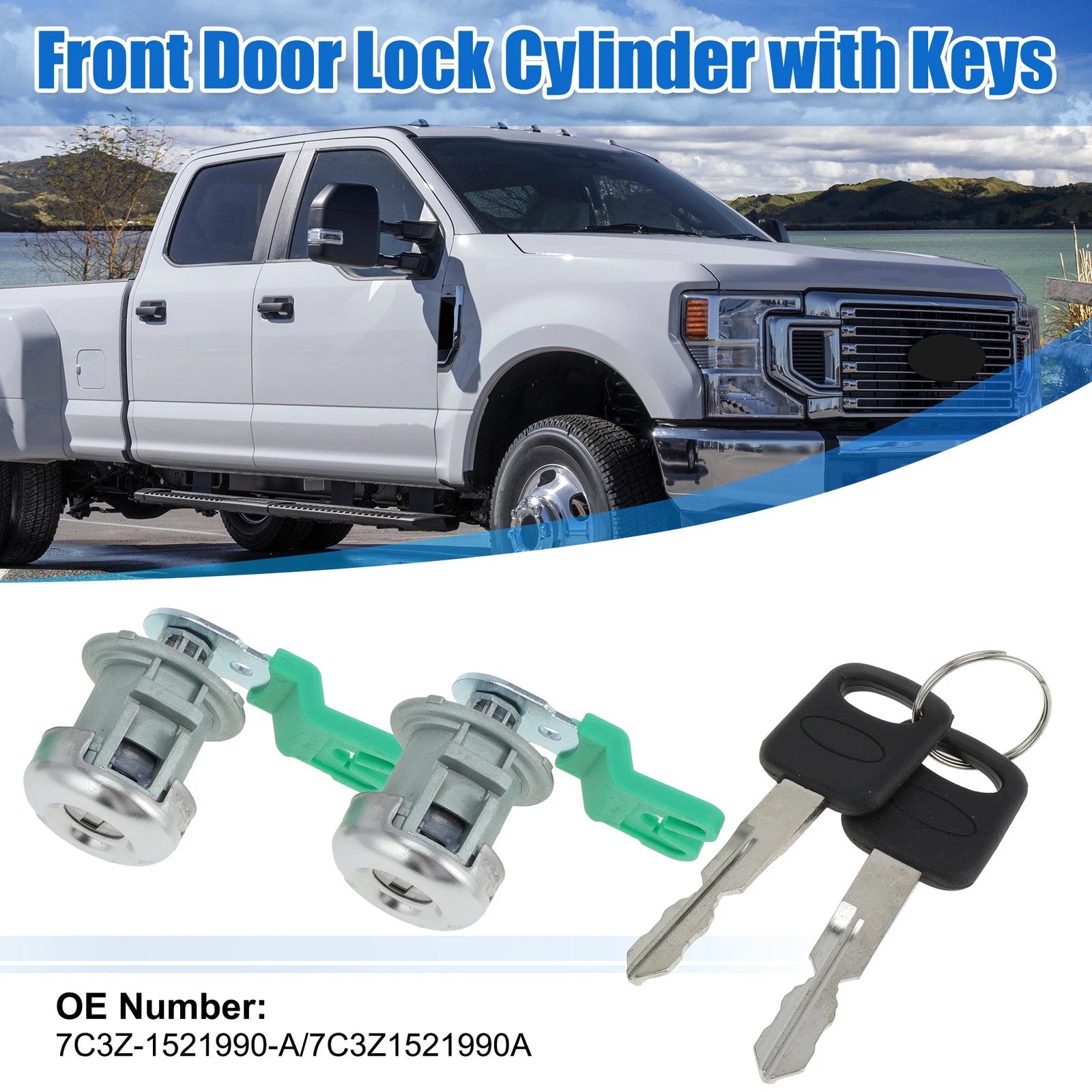 Front Door Lock Cylinder Tumbler w/ Key 7C3Z1521990A for Ford Lincoln (2007–2010)